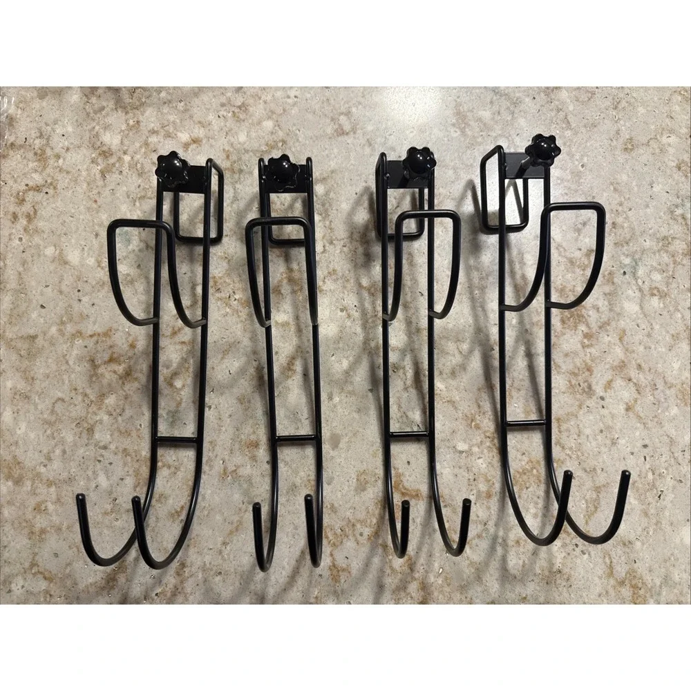 4 Pack Pool Leaf Skimmer Net Holder - Heavy Duty Pole Hangers Adjustable Fence